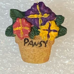 Pansy Flower Pot Brooch/Pin